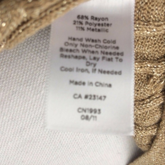 TALBOTS Petite Cable Knit Metallic Gold Sweater - Picture 5 of 5